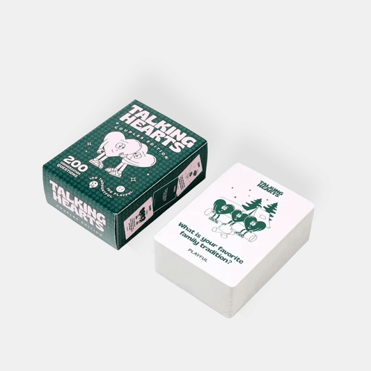 Couple playing the Talking Hearts card game to create deeper conversations and emotional intimacy