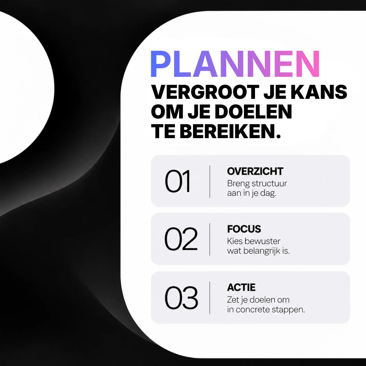 Contentafbeelding bij de Daily Planner over de voordelen van plannen: overzicht, focus en actie om je doelen te bereiken.