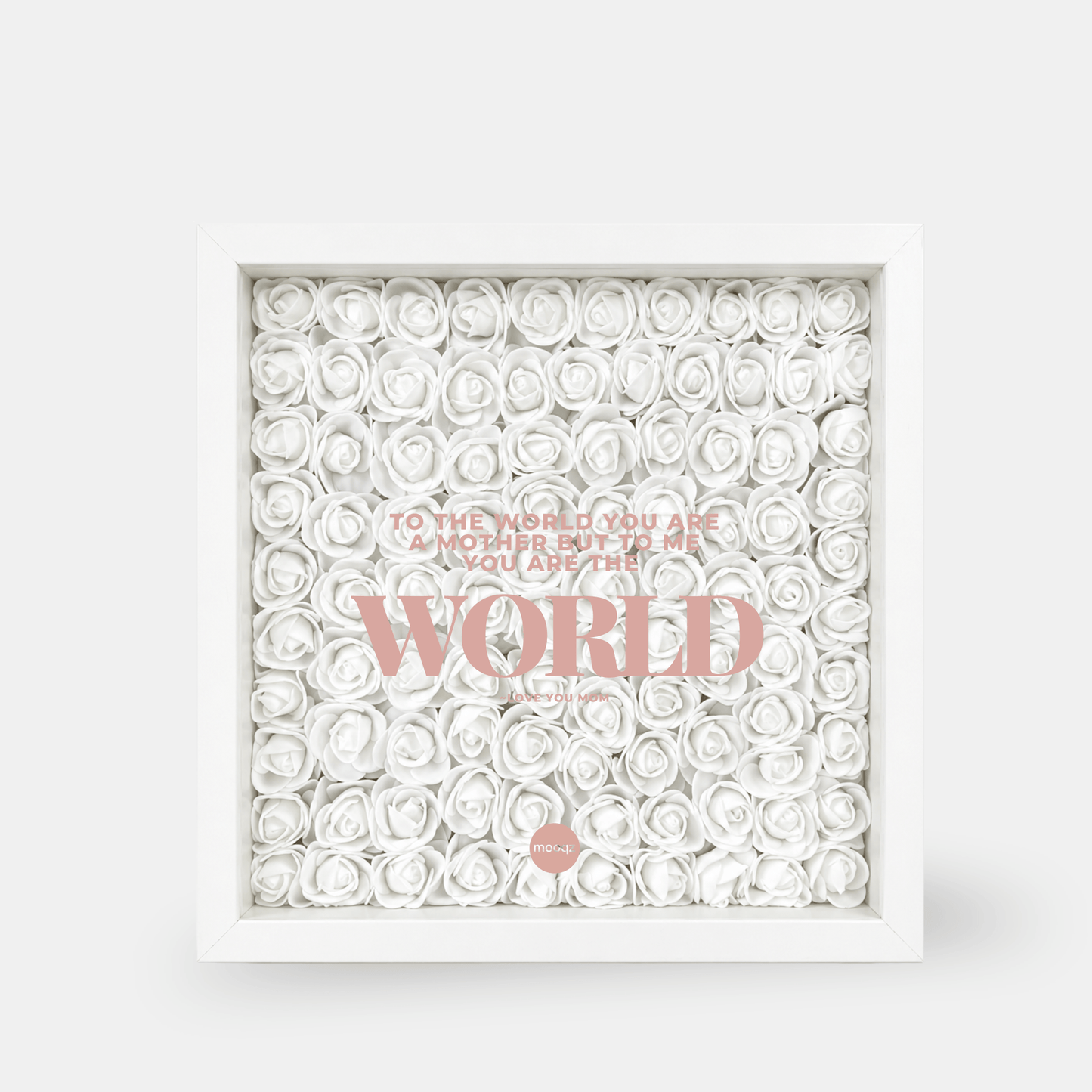 Luxe flower frame met witte rozen en moederdag tekst van Mooqz