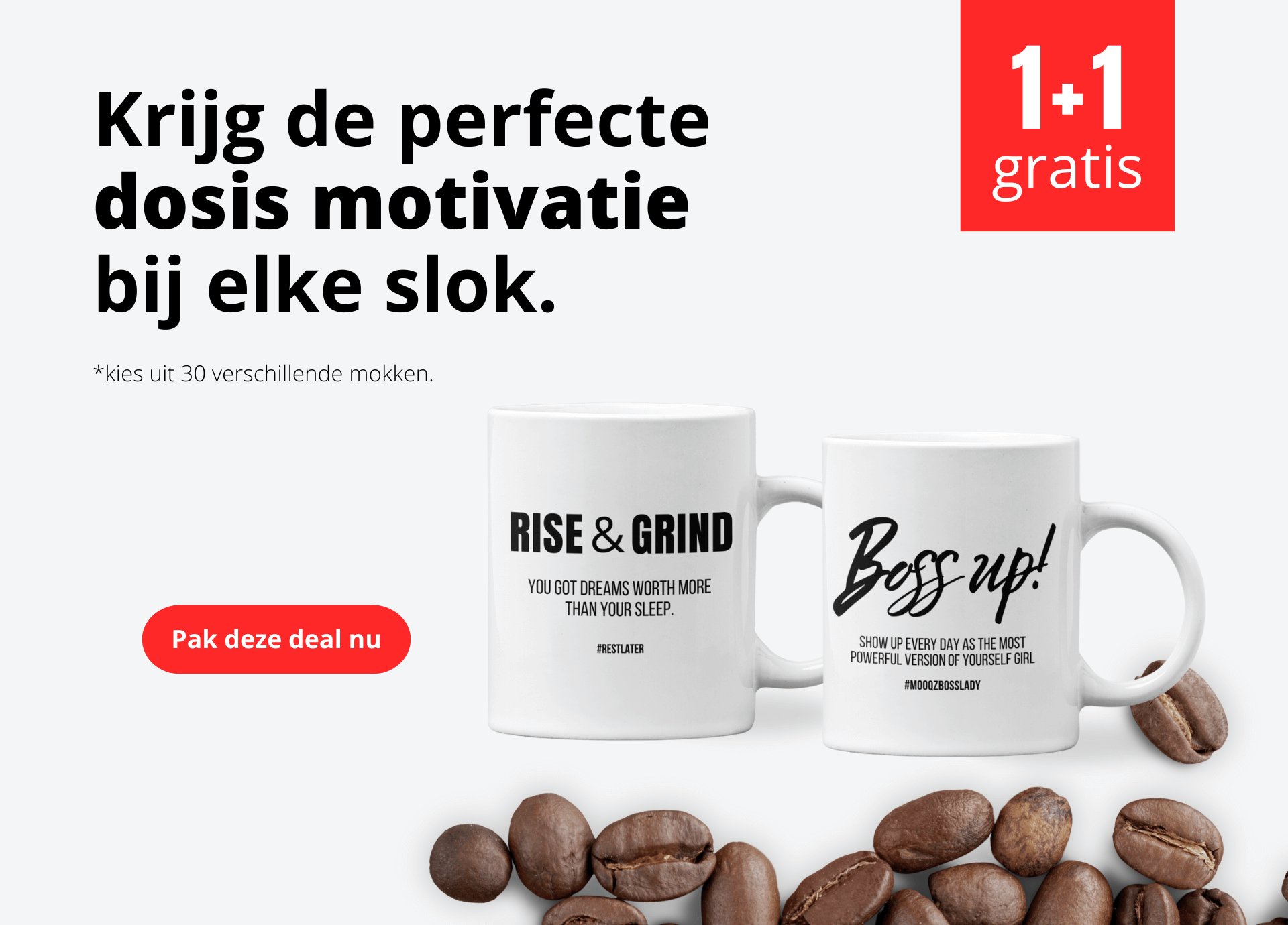 Kerstcadeau Mokken 1+1 gratis actie bij MOOQZ – stijlvolle mokken met quotes