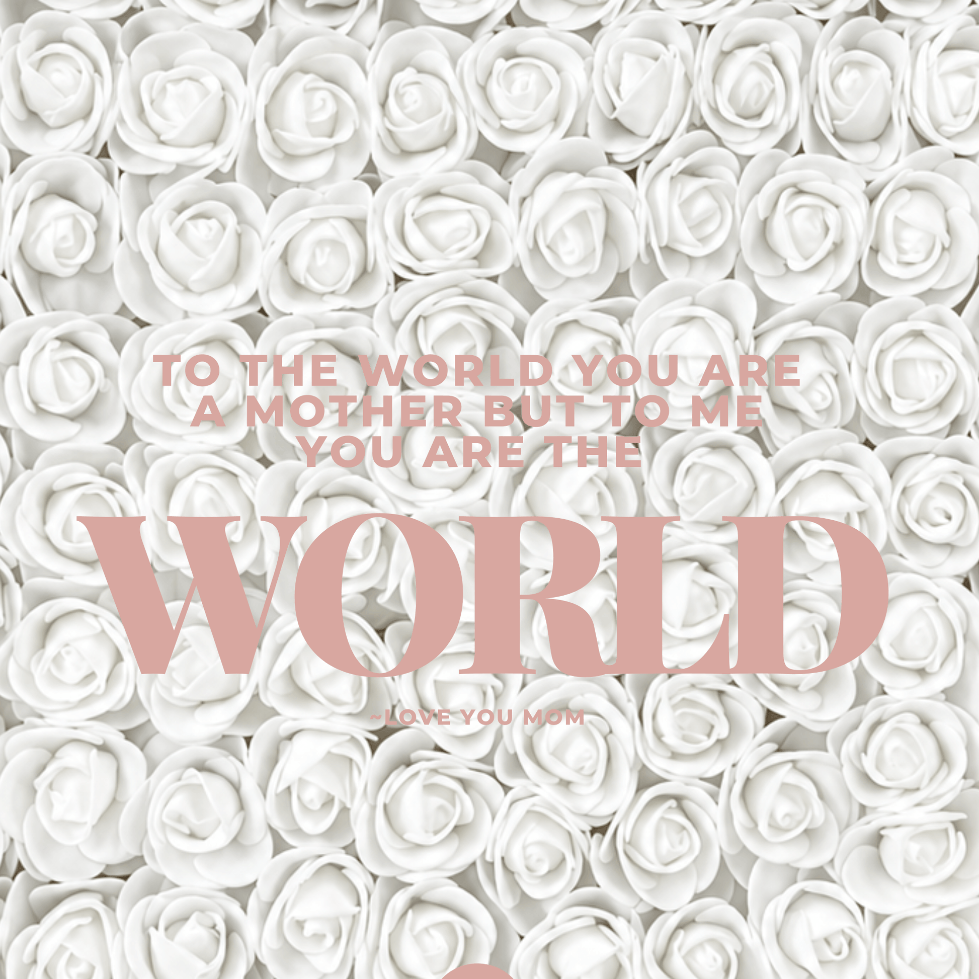 Detail van witte rozen met tekst To the world you are a mother